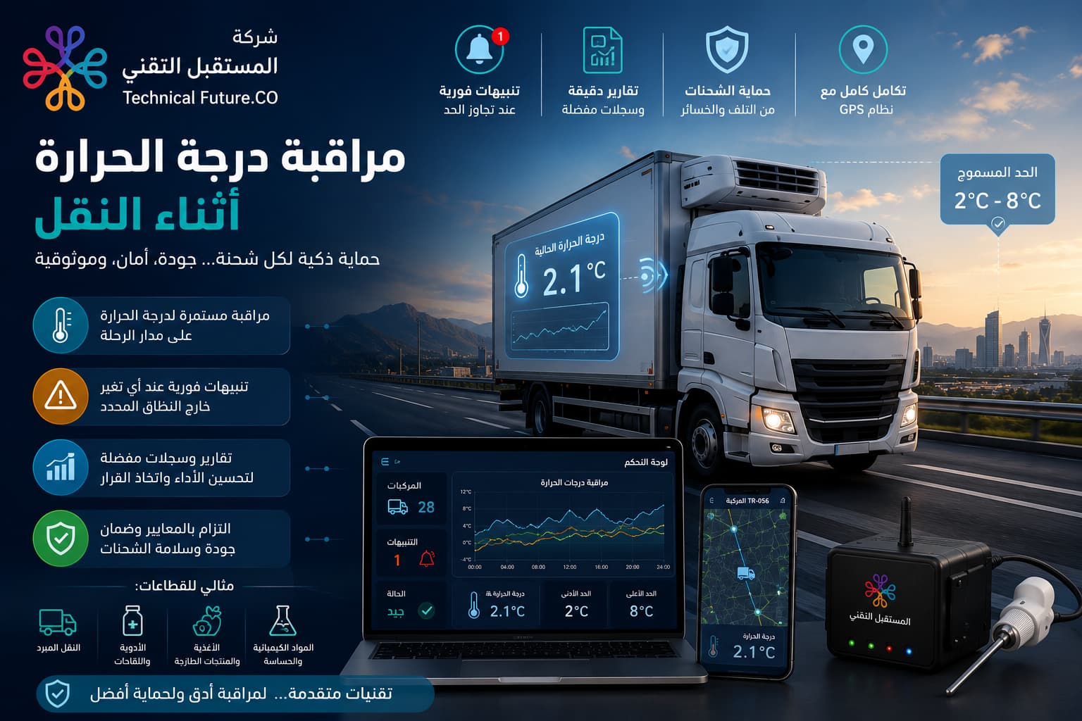 مراقبة درجة الحرارة أثناء النقل
